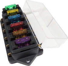 Fuse Block 6 Way Blade Fuse Box 12V 24V Waterproof Fuse Holder with Negative Bus