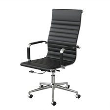PU Leather Tall Ribbed Executive Office Chair Leather High Back