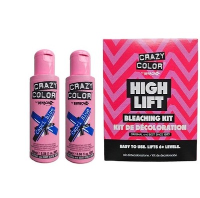 Crazy Color Semi-Permanent Conditioning Haarfarbe - 2x Capri Blue & Bleaching Kit 
