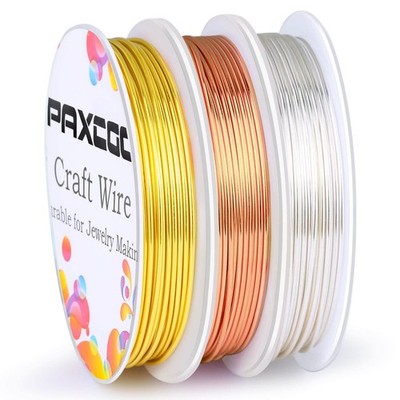 Paxcoo 3 Pack Jewelry Wire Craft 18 Gauge Tarnish Silver/Copper/Gold 