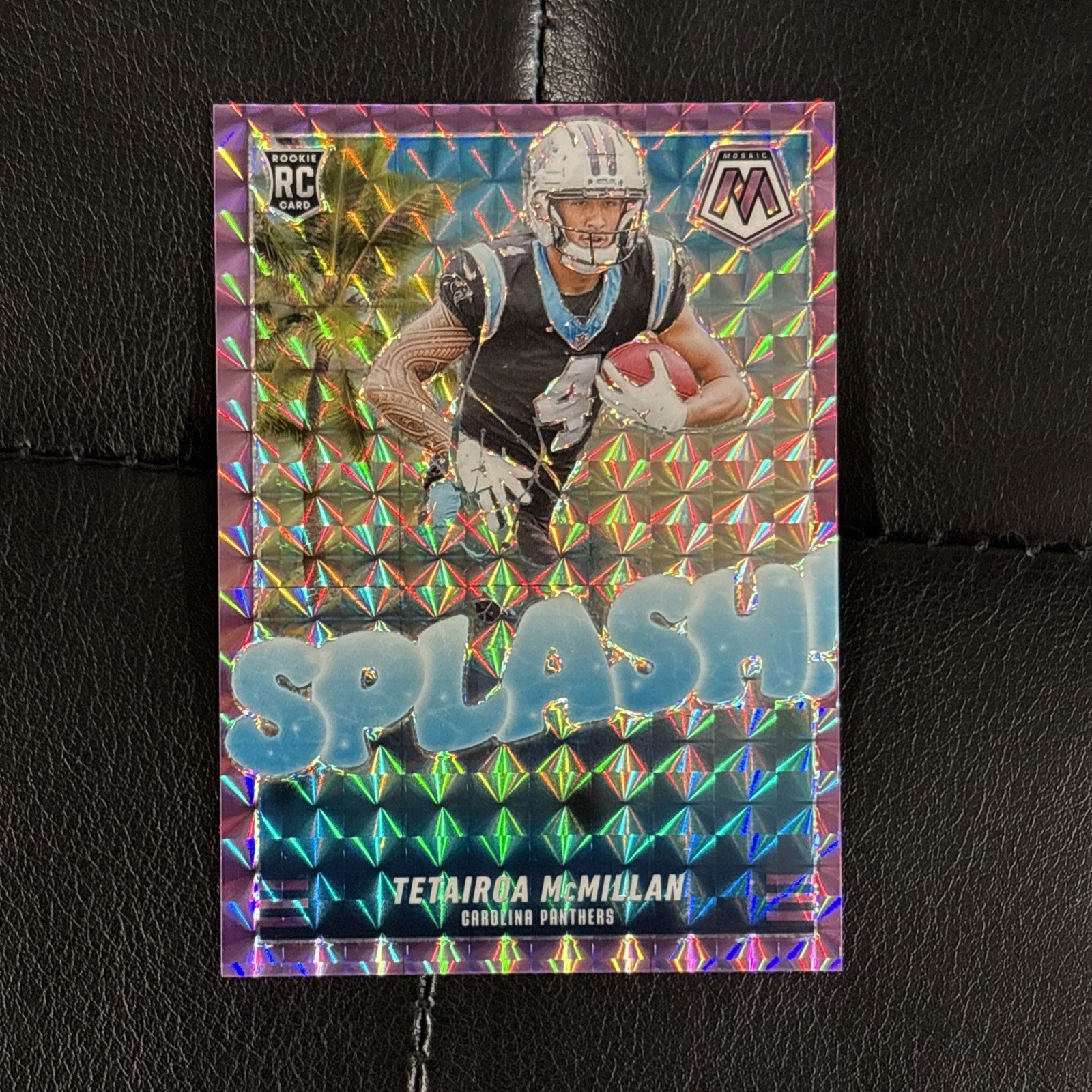 2025 Panini Mosaic 18 Tetairoa McMillan Splash Purple Mosaic /49 RC