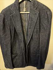 Classic Tombolini Wool Cotton blue 3 button sport coat blazer 38R 38L