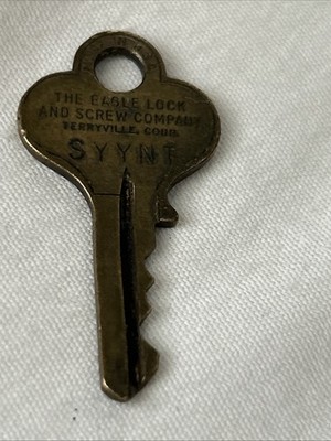 The Eagle Lock & Screw Co. Terryville Conn. SYYNT Vintage Brass Key Under 2 