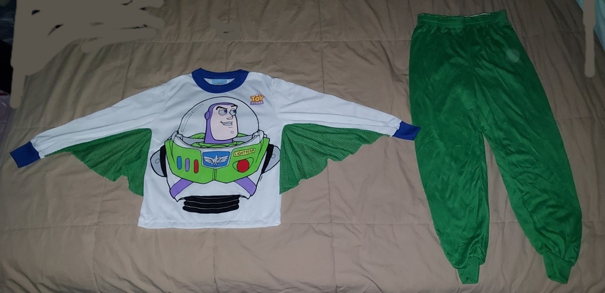 VTG 90s TOY STORY BUZZ LIGHTYEAR PIECE SHIRT PANTS SLEEP PAJAMAS YOUTH  BOYS