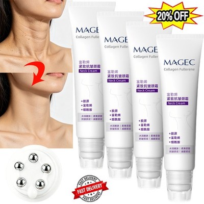 5PCS Magec Collagen Fullerene Neck Cream Firming Tightening with Roller 