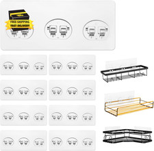 8 Pack Shower Caddy Adhesive Replacement, Strong Shower Shelf Adhesive Hooks for