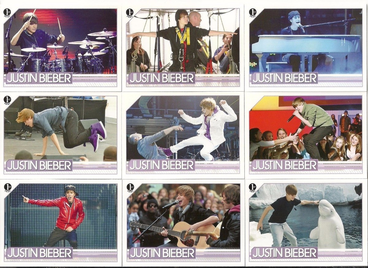 2010 JUSTIN BIEBER CARDS - COMPLETE SET OF 150 - PANINI - EARLY