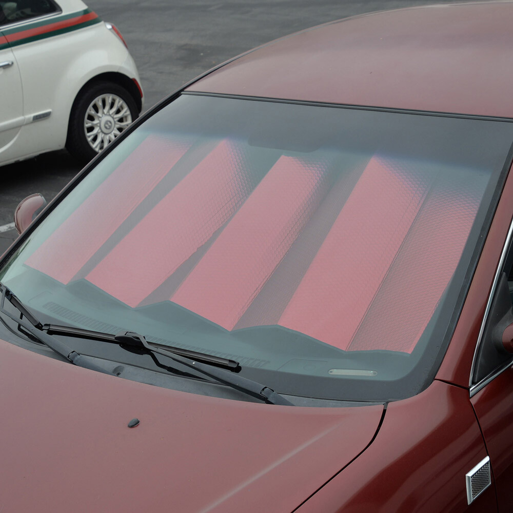 Flower Drawing Auto Sun Shade For Car SUV Truck - Pretty In Light Pink Double Bubble Foil Jumbo Folding Accordion For Windshield - Foto 6