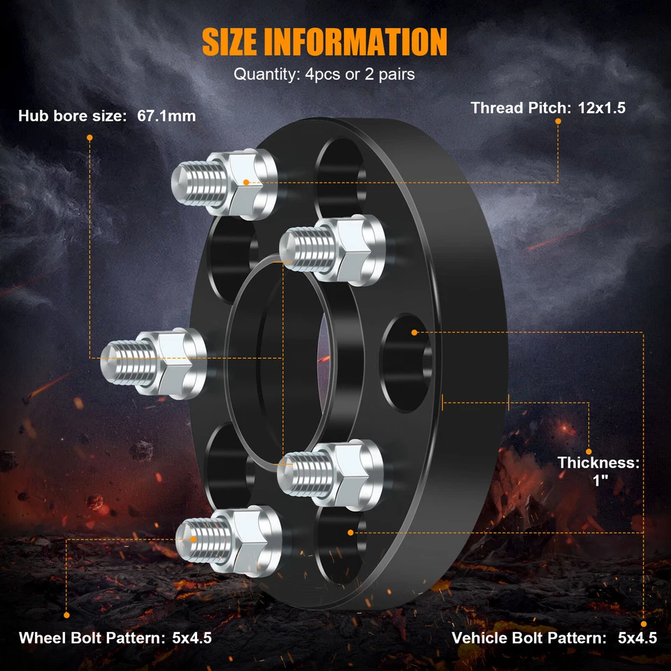 4x espaciadores de rueda de 1" 25 mm 5x4,5 para Hyundai Azera Mitsubishi Eclipse Mazda CX-3 Foto 2 de 4
