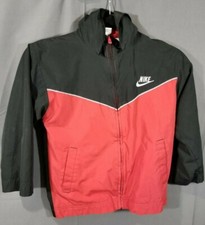 VTG Boy's - Black/Red -Nike -Full Zip-Up - Sz 6 Hooded Jacket Embroidered Nike