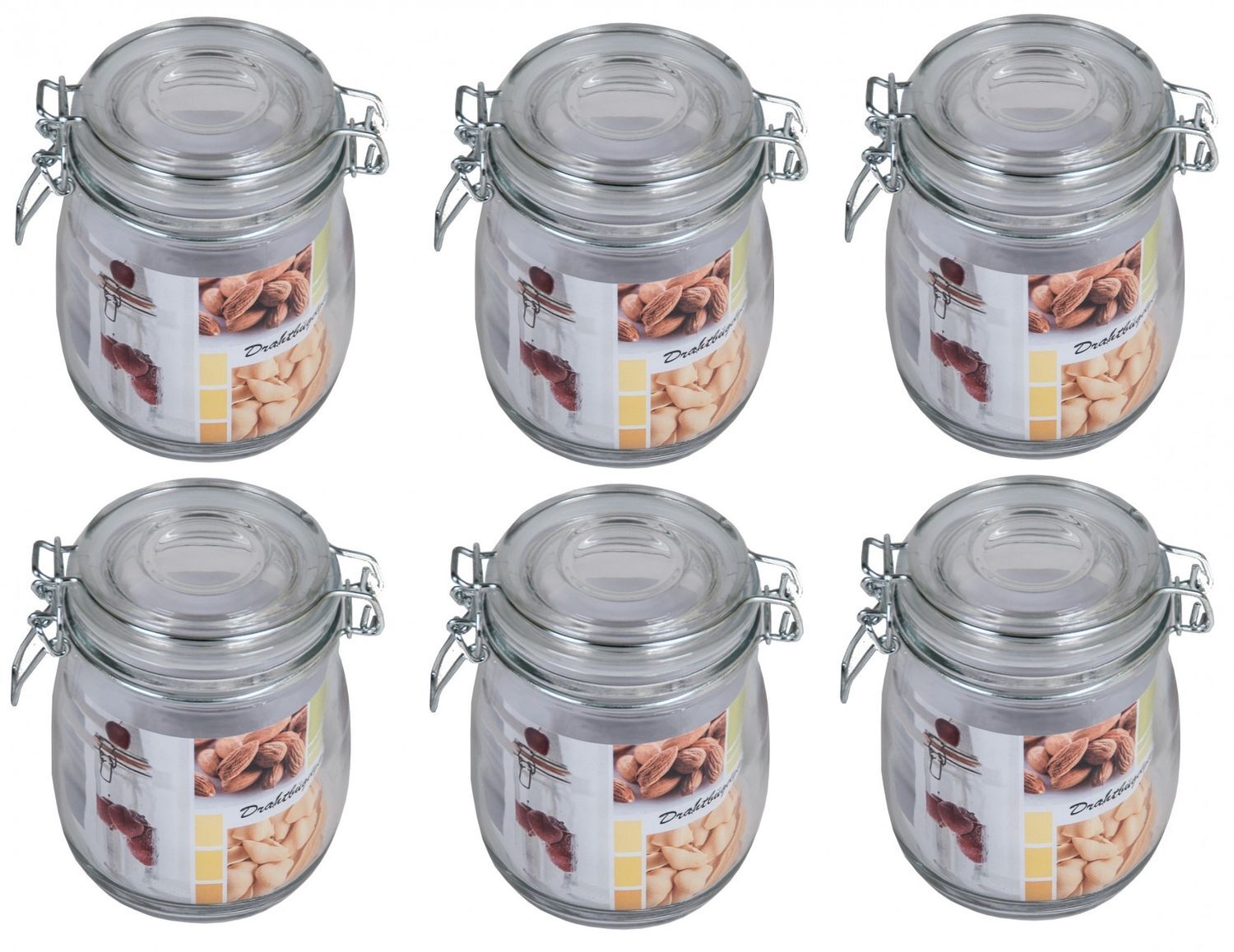 6x Drahtbügelglas 0,7 Liter Einmachgläser Einweckgläser Vorratsgläser Sturtzglas