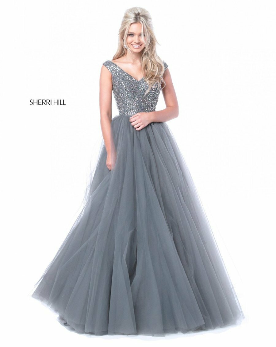 grey sherri hill dress SHERRI HILL - 56529