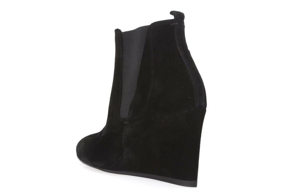 Womens LANVIN 160027 Black Suede Pull on Wedge Boots sz. 39 - Image 4 of 4