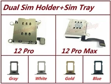 Lot OEM Dual Sim Card Reader Holder Slot + Sim Flex Tray For iPhone 12 Pro / Max
