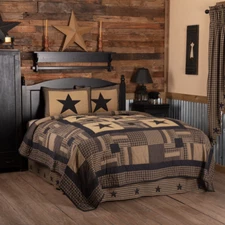 BLACK CHECK STAR QUILT SET & ACCESSORIES. CHOOSE SIZE & ACCESSORIES. VHC BRANDS
