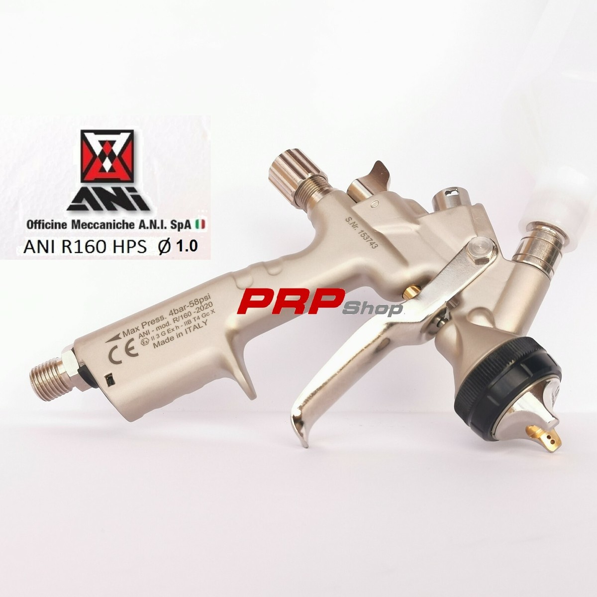 ANI R160 HPS 1.0mm Mini Airbrush Spray Gun – Made In Italy, 250cc Nylon Cup