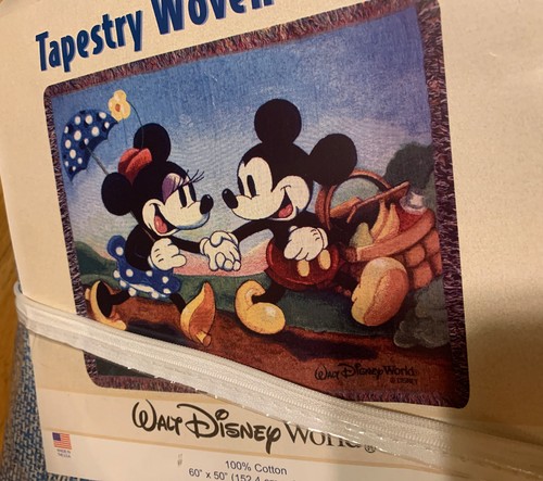 Walt Disney World Mickey Minnie Tapestry Woven Throw Blanket 60X50 Magic Kingdom - Picture 10 of 10