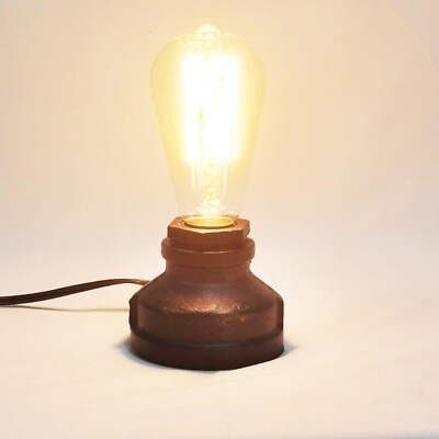 Industrial Table Lamp, Vintage Rustic Bedside Edison Desk Lamp Metal Cage Ste...