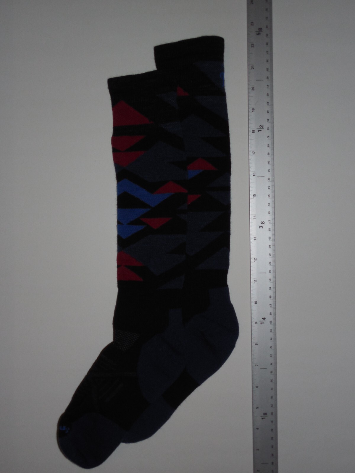 SMARTWOOL SKI Socks Men's Large 911.5 Knee High Navy Red Blues Padded