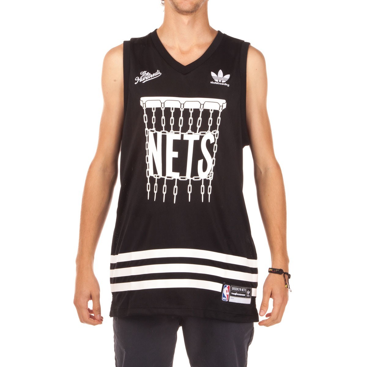 Adidas X The Hundreds NY JERSEY Black White Print NBA Adidas X The Hundreds NY JERSEY Black White Print NBA