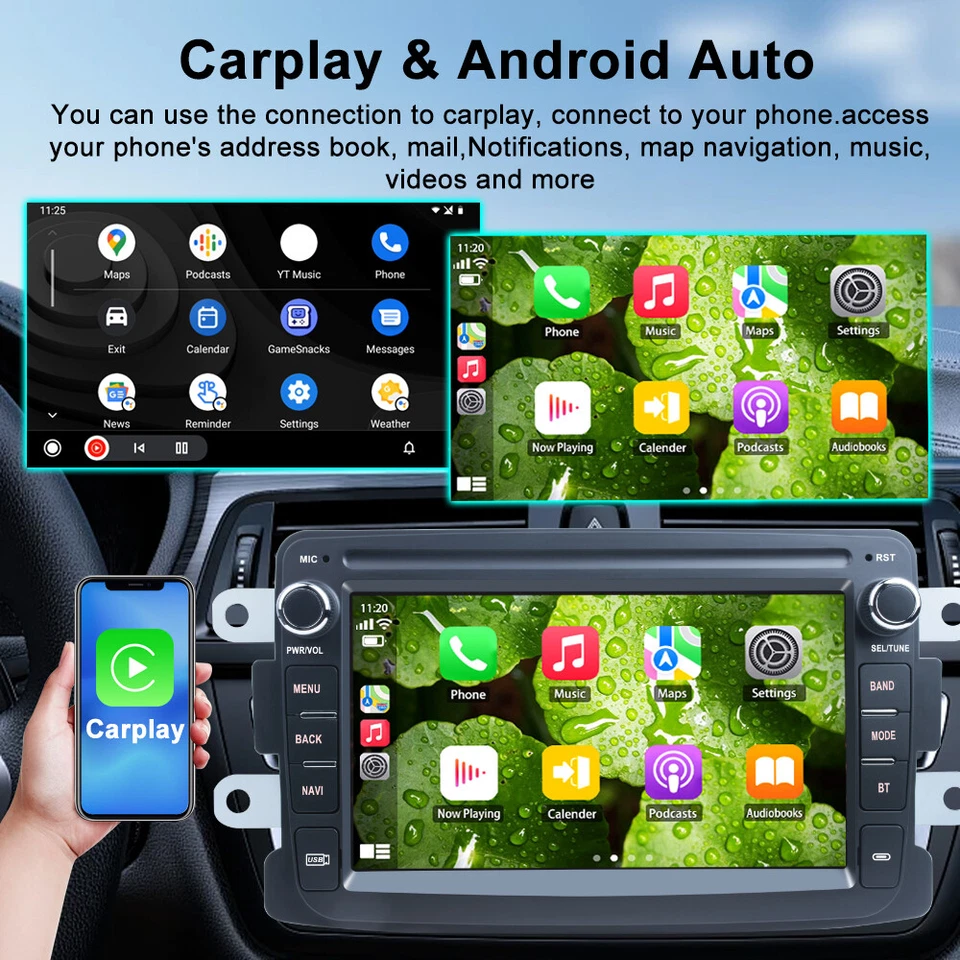 2+64G 8" Android 13 Car Stereo Radio CarPlay GPS Navi For Renault Dacia Duster - Изображение 4 из 4