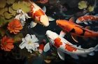 Home Art Wall Decor Feng Shui Koi Fish Oil painting Picture Printed on Canvas 30