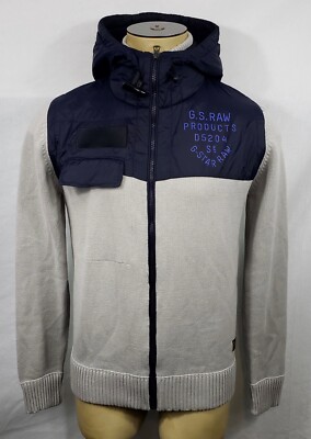 Mens G-Star Raw Dean gray black zip-up hoodie sweatshirt