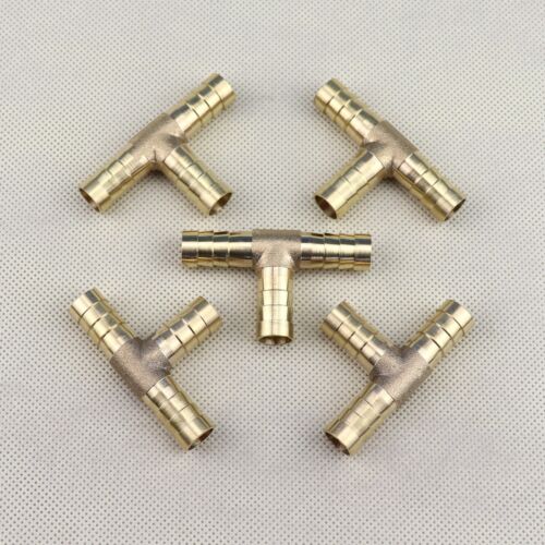 Tee3 Way 3/8"10mm Brass Hose Barb Fitting Pipe Tubing Splicer Fuel Water Gas 5Pc - Picture 2 of 6