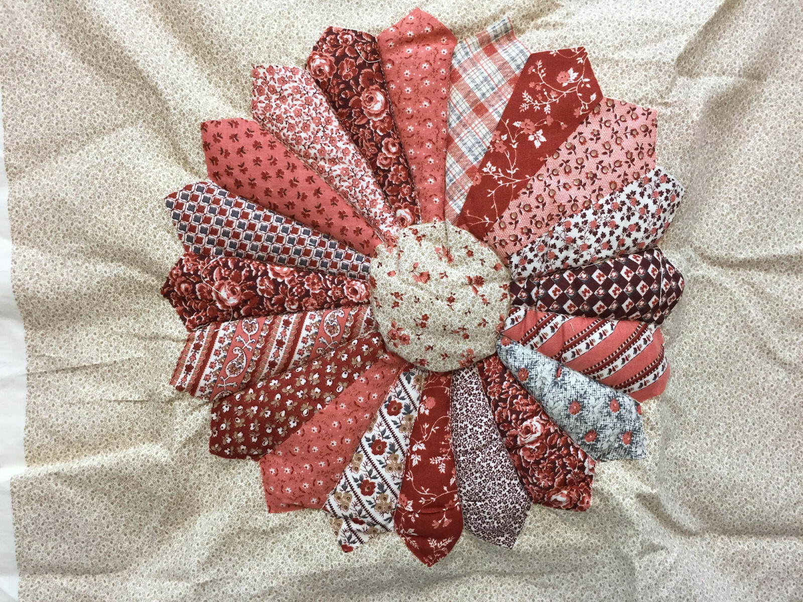 Dresden Plate Quilt Block Pillow Stool Cover Unfinished w/Muslin Fabric