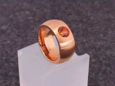 Edelstahl Ring Bandring vergoldet Gold Damen Perle Kugel drehbar Swarovski Topaz