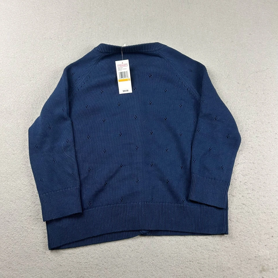 Vineyard Vines 毛衣女式小号蓝色长袖 Pointelle Cardigan 全新带标签 — 第 4/4 张图片