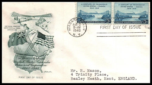 USA FDC - 1948 - USA - Canada 100 Years Friendship, Scott # 961 Artmaster Pair