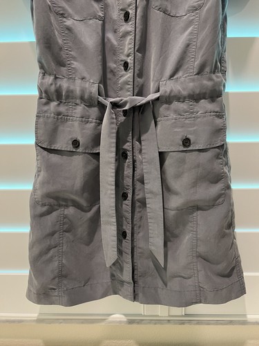 Banana Republic Gray Short Sleeve Utility Dress Button Down Shirt Size 4 Modal - Picture 3 of 18