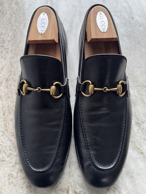 GUCCI Jordaan Horsebit Black Leather Loafer 8 / 8.5 US 1953 