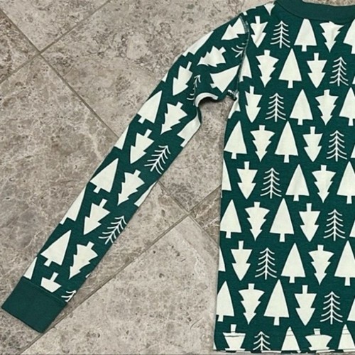 Hanna Andersson Winter Green Holiday Long John PJ Pajama Set Size 130 (8) - Picture 7 of 11