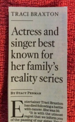 OBITUARY TRACI BRAXTON 1971 2022 SISTER OF TONI ACTRESS SINGER