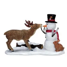 Lemax Christmas Village 2008 SNACK TIME #82625 NRFP deer carrot nose snowman *