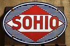 VINTAGE SOHIO GASOLINE PORCELAIN 16.5” SIGN GAS STATION PUMP PLATE SIGN
