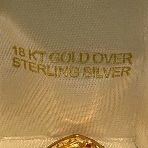 14KT Gold over Sterling Silver Ruby & Diamond Accent Necklace NIB. - Picture 3 of 8