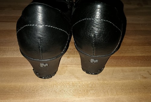 Zapatos de tacón de cuña Merrell J46204 de cuero negro orquídea Mary Jane para mujer talla #7. - Imagen 5 de 10