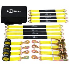 12 Pack Car Tie Down Straps Heavy Duty 10000 Lbs For Trailers Wheel Tow Ratchet