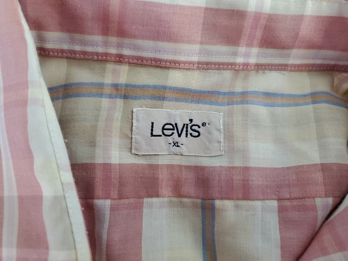 Levi's White Tag 1970s 1980s Vintage SS 70s Pastel Plaid Shirt Adult Size XL USA - Picture 10 of 10