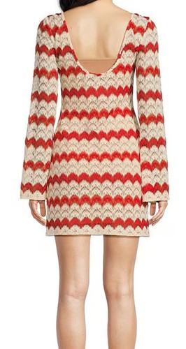 Chelsea & Violet Leia Woven Stripe Boat Neck Long Sleeve Dress size M zigzag - Picture 2 of 14