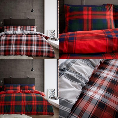 Luxury Flannel Scottish Tartan Brushed Cotton Thermal Duvet Covers