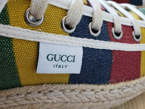 *NWB* Gucci Mens shoes Baiadera striped canvas espadrille trainer size 9.5, 10.5 - Picture 10 of 12