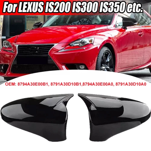 Gloss Black M Style Side Mirror Cover Caps For Lexus IS200 300 350 450 2014-2020