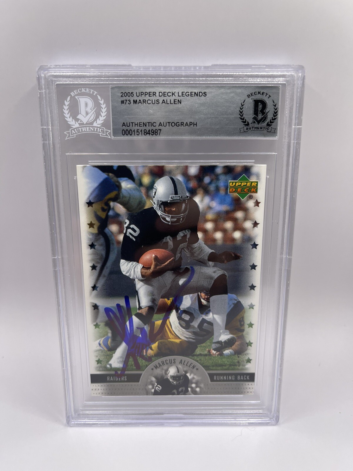 Marcus Allen Signed 2005 Upper Deck Legends #73 Card Beckett Auto HOF Raiders