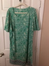 Womans Kim Rodgers Green/White Dress - Size 1X