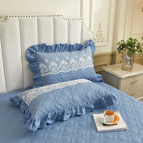 Korean Lace Cotton Bed Skirt Quilted Bedspread Queen King Size Bed Cover 3 PCS - Picture 68 of 88
