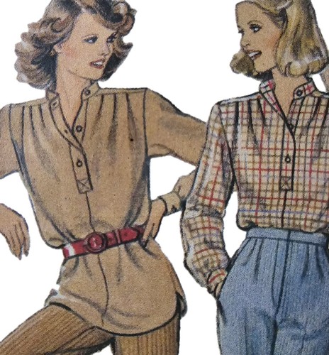 1980s Gathered Yoke Batwing Blouse Grandpa Shirt Style 2795 Sewing Pattern